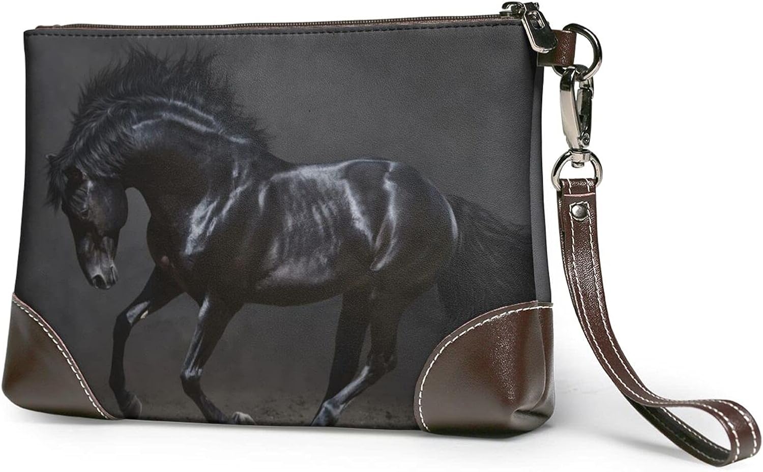 Wild Horse Bolso de mano con diseño de caballo salvaje, Negro, Talla