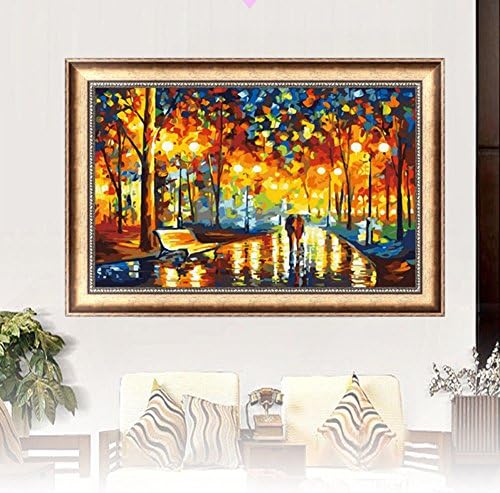 Slaxry Cross Stitch Kit 5D Diamond Rhinestones DIY Handmade Embroidery Painting Home Decorations Lovers under Colored Trees