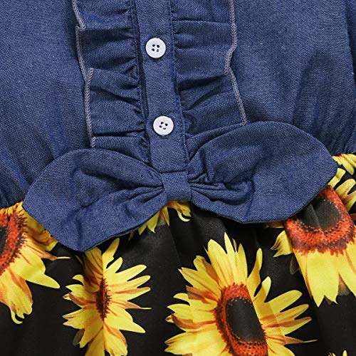 3T Girl Dress Outfits Baby Flower Floral Overall Dresses Denim Fall Winter Long Sleeves Clothes Jean Tutu Skirts for Girls 3-4T