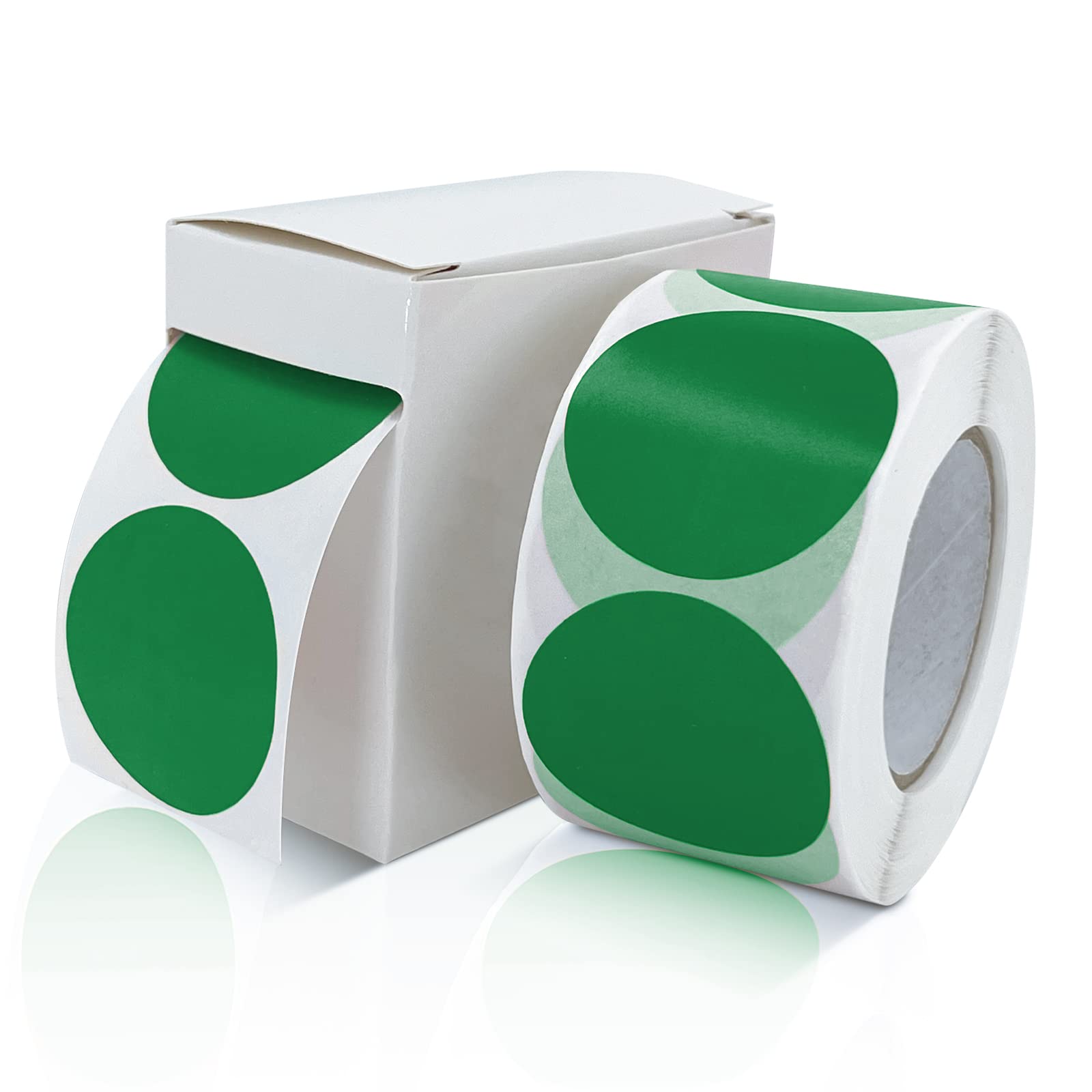 Round Stickers Green 38mm Circle Labels with Dispenser Box Color Coding Dot Sticker Waterproof Removable Roll of 500