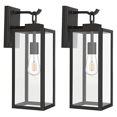 Outdoor Wall Lantern with ST19 LED Bulb Set Of 2