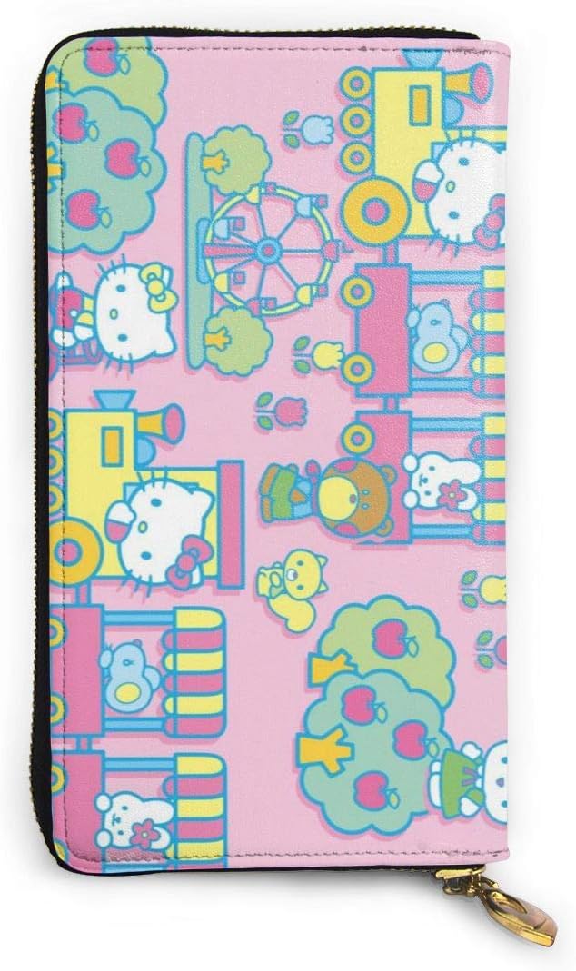 Hello Kitty Wallet RFID Blocking Genuine Leather Wallet Zip Around Card Holder Organizer Clutch