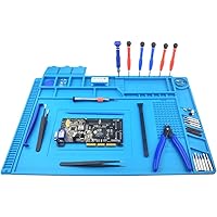 Heat Insulation Silicone Repair Mat with Scale Ruler and Screw Position for Soldering Iron, Phone and Computer Repair Size:17