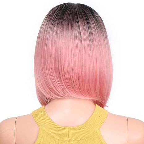 Amazon Co Jp ウィッグショートヘアブルーピンクブラックレッドグレーストレート合成女性高温繊維 Gymaa ホビー