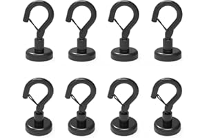 Ant Mag Black Magnetic Hooks Heavy Duty with Snap 22lbs Strong Magnet Hooks Great Hanging for Refrigerator, Cruise Cabin, Grill, Wreath,Kitchen,Office 8 Pack