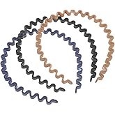 NOLITOY Plastic Headbands for Women, 3 Pcs Wavy Non-Slip Plastic Hair Bands Comfortable Headbands for Washing Face, Daily Wear