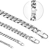 Inscca Mens Neckalce Cuban Link Chain for Men Stainless Steel, Thin/Chunky 3/6/9/12mm Width 18" 20" 22" 24" 26" 28" 30" Length, Hip Hop Punk Young Ado Fine Polished Lobster Clasp