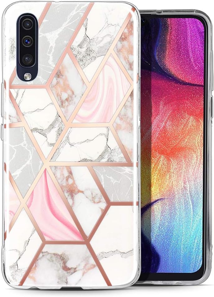 MISS ARTS Galaxy A50/A50s/A30s Case, Marble for Women & Girls Ultra Slim Glossy Soft TPU Rubber Gel Protective Case Cover for Samsung Galaxy A50/A50s/A30s -(Rose Gold 2)