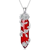 Shusukue Red Carnelian Crystal Necklace for Women 925 Sterling Silver Sunflower Pendant Reiki Healing Crystal Energy Stone Jewelry Gift