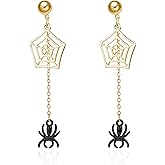 Gothic Halloween Earrings for Women Punk Retro Pumpkin Spider web Tassel Stud Earrings Gothic Witch Dangle Earring Halloween Jewelry Party Prom Costume Accessory for Women