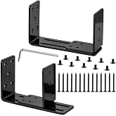 Adjustable Door Barricade Brackets, 2 x Door Security Brackets, Drop Open Bar Holder for Security Door, U Bracket Door Barricade Security Bar Bracket for Outswing Inswing Doors Gates 2x4 (Type U)
