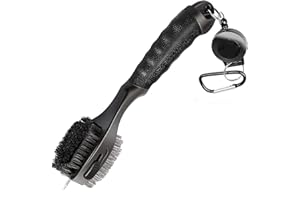 Retractable Golf Club Brush Cleaner Oversized Brush Head with Soft Rurbber Grip