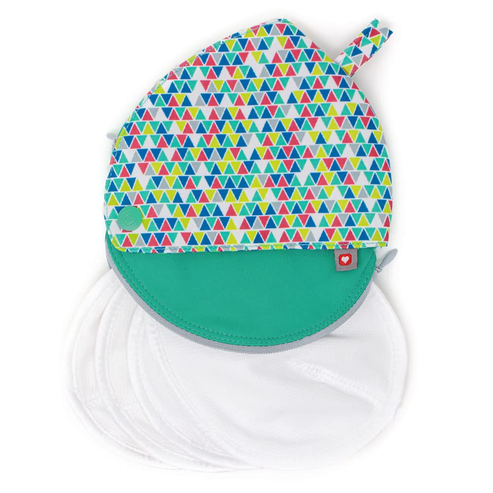 Contoured Reusable Teardrop Waterproof Bamboo Breast Pads and Shaped Wet/Dry Zipp able Storage Pouch