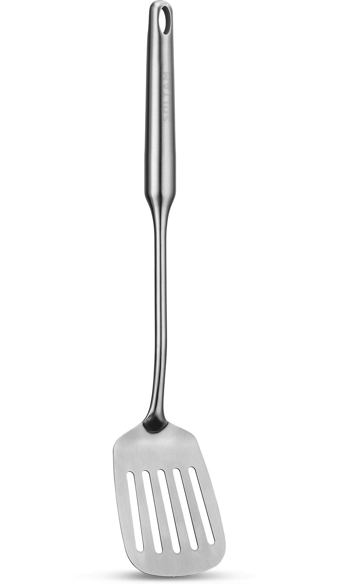 Soltam Professional Cookware Stainless Steel Slotted Turner Spatula Cooking Utensil - Will Last Your Kitchen a Lifetime, Guaranteed - Meticulous Craftsmanship, Sleek Modern Design.