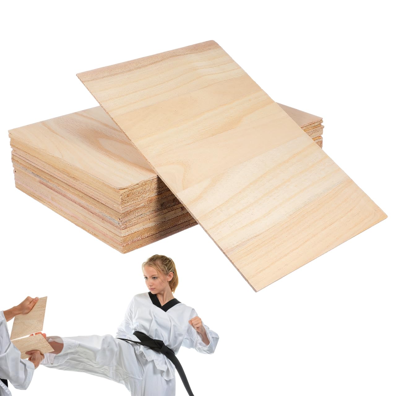 Veemoon 20 Sheets Taekwondo Breaking Boards 0.3cm & 0.6cm Wood Planks Karate Punching Board Set for Training Martial Arts Skill Test Equipment