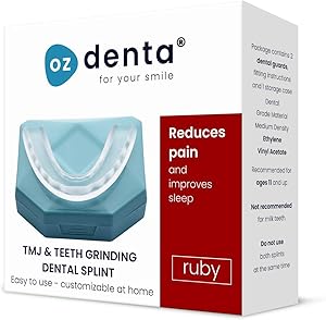 2 x OzDenta Professional Dental Splint and Mouth Guard, TMJ Relief, Prevents Night Teeth Grinding, Clenching, and Bruxism (Pack of 6)