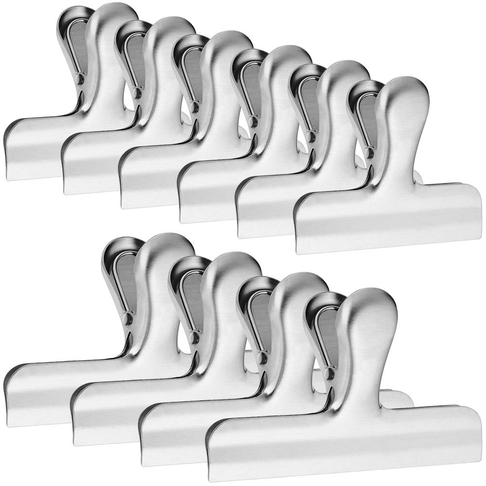 10 Pack Stainless Steel Chip Bag Clips, 3 inch and 4 inch Width