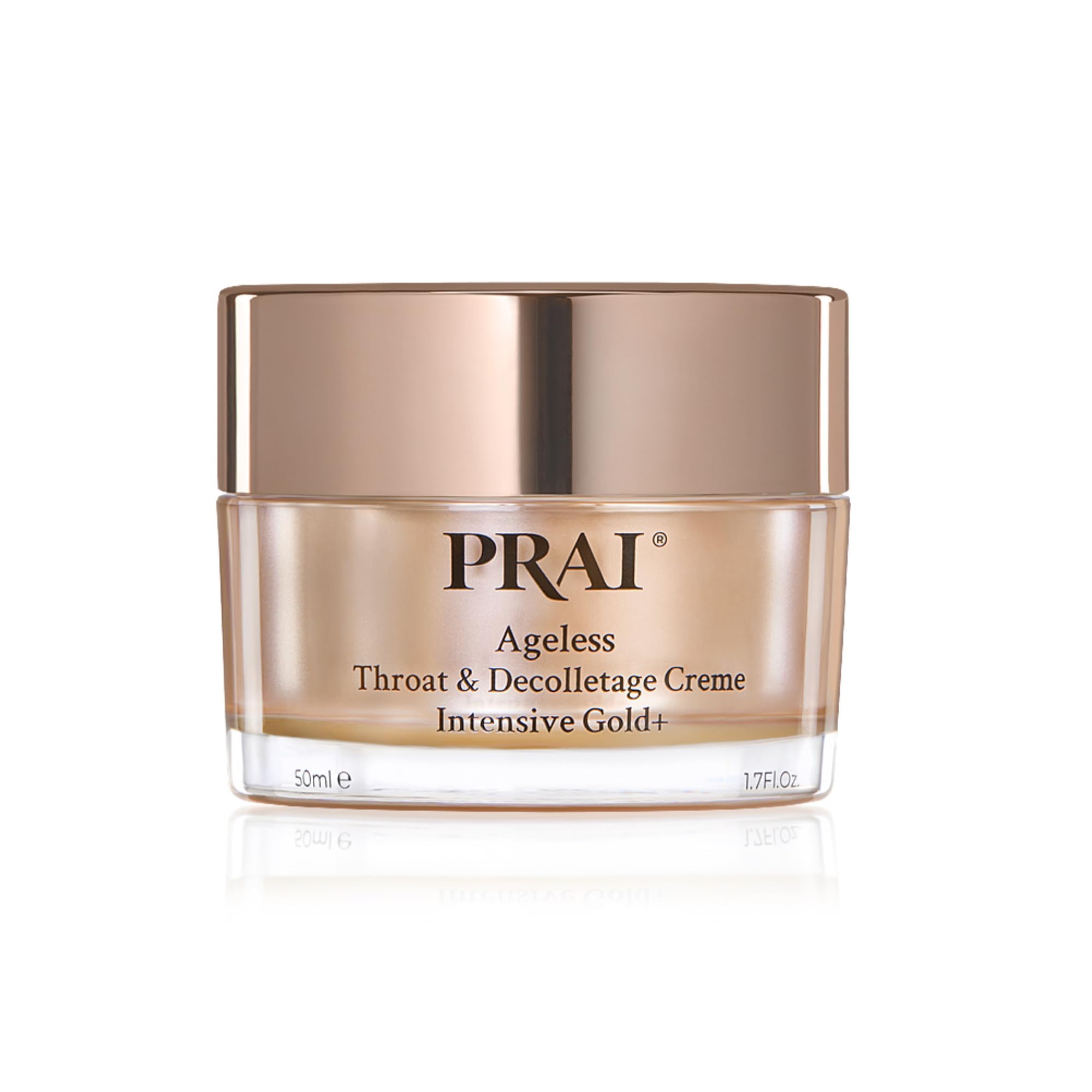 PRAI Ageless Throat & Decolletage Intensive Gold Creme 50ml - Real 24K Gold - Anti-Ageing, Anti-Wrinkle Brightening Skincare Cream - Hydrates & Firms Skin - Neck Moisturiser with Hyaluronic Acid