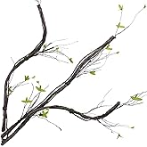 3Pcs 35in Artificial Tree Branches, Realistic Wall Hanging Bendable Tree Vines Twigs Fake Plants Tree Trunk Garland with Leaves Moss for Outdoor Garden Wedding Home Wall Porch Mantel Decoration