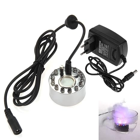 CroLED® RGB 12 LED Ultraschall Nebler Nebelerzeuger Luftbefeuchter Wasser Brunnen Teich 400 ml/h