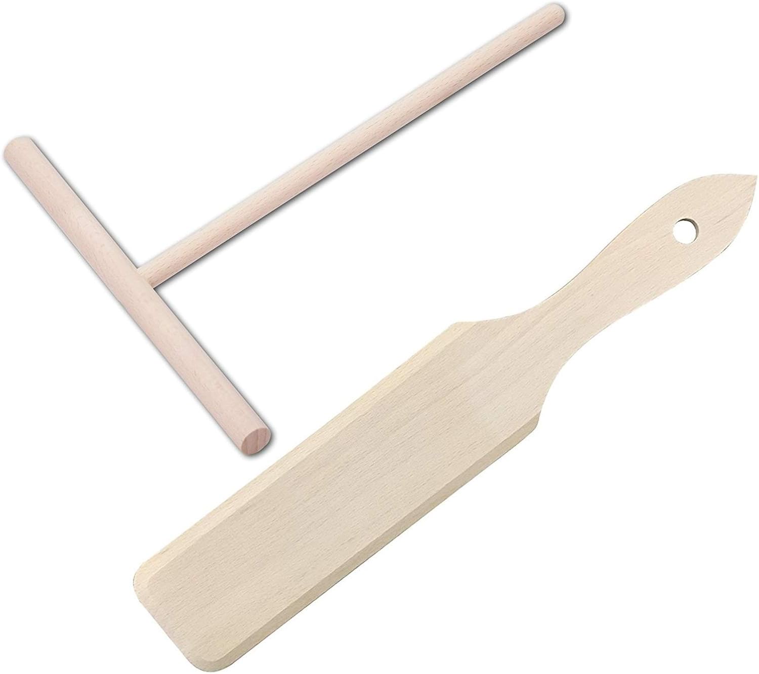 Crepes Verteiler 22,5 cm & Wender 30 cm im Set aus einheimischem Buchenholz ohne Chemikalien oder Öl