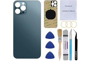 Perzework OEM Rear Back Glass Replacement (Pacific Blue) Compatible with iPhone 12 pro max 6.7 inches All Carriers with Pre-Installed Adhesive and Repairing Tool Kits