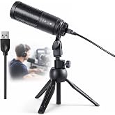 RXSKERTL USB Microphone, Cardioid Condenser Mic with Noise Cancellation | One-Click Mute &amp; Echo Effect, USB Mic for PC/Mac, Plug &amp; Play for Podcasting, Streaming, YouTube, Vocals, Meeting &amp; Gaming