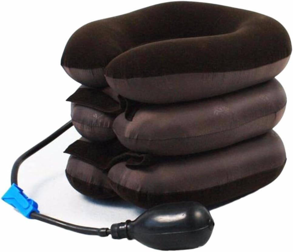 Vigor Laser Inflatable Neck Cervical Vertebra Traction Soft Brace Support Device for Head Back Shoulder Neck Pain Health Care, Free Size, Brown Color