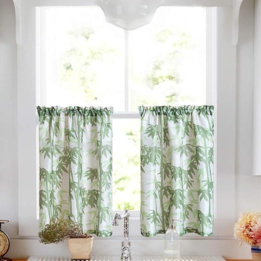 Amazon Com Jinchan Tier Curtains Bamboo Printed Sturdy Tight