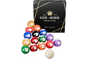Cue-King Pool Balls, Billiard Balls, Grade AA, 2-1/4” Regulation Size, Billiard Ball Set, Pool Table Balls, Pool Ball Set, Bolas De Billar, Premium Pool Balls