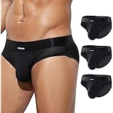 Arjen Kroos Men's Briefs 3 Pack Ice Silk Mesh Breathable Underwear Low Rise Underwear for Daily & Light Sports
