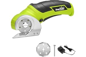 SnapFresh Cordless Electric Scissors, 4V Electric Mini Box Cutter, Carpet & Cardboard Cutter Tool with a Replacement Blade/Charger, Rotary Cutter for Cardboard Packages Leather Plastic （Green）