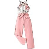 WDIRARA Girl's Spaghetti Strap Sleeveless Zipper Back Cami Jumpsuit Long Pants
