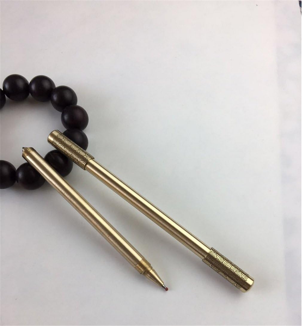 BIANJESUS Brass Neutral Signature Handmade Gold Hoop Vintage Copper Ballpoint Business Wood Roller Ball Pen Gifts