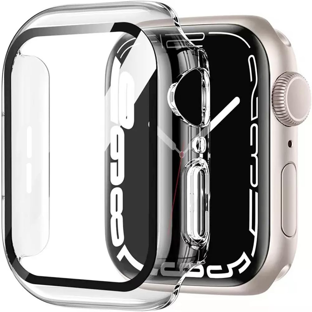HANKN 2 Pack Hard PC Case for Apple Watch Series 11 10 42mm Tempered Glass Screen Protector Case, Full Coverage Shockproof Iwatch Transparent Bumper Cover (Clear+Clear, 42mm Series 11 10)