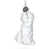 Adorable Dog with Festive Bow Clear Blown Glass Christmas Ornament