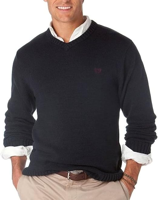 Chaps Classic Fit North Shore V-Neck Sweater Navy Blue 100% Cotton (2XLT) at Amazon Menâs 