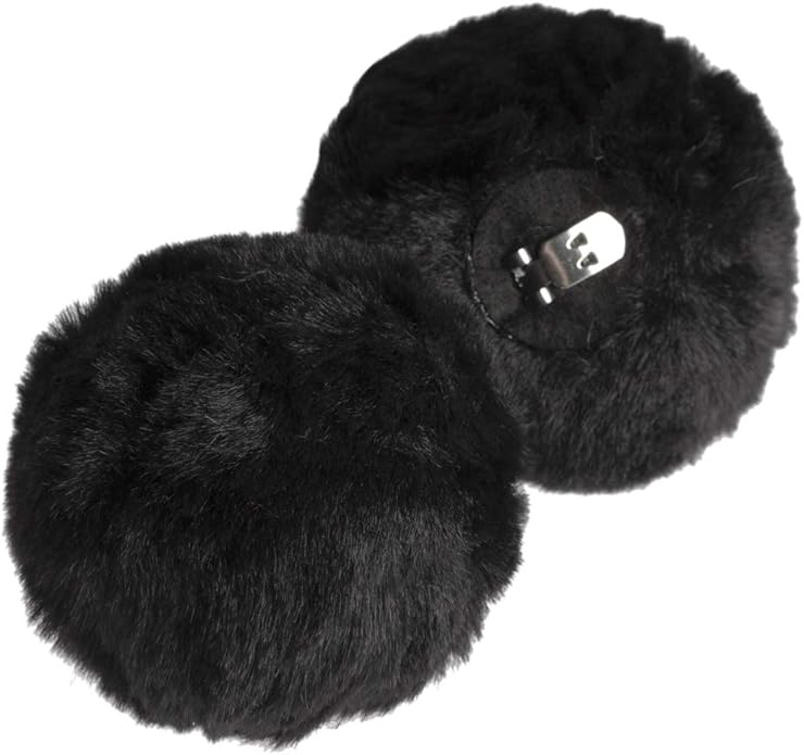 Shoe Clips Removable Fur Pom Poms Set of 2 (Black) Clothing