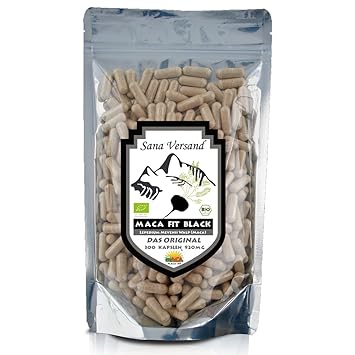 Bio Maca Black 300 Kapseln Original aus Peru, reines schwarzes Maca Pulver
