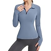 LUYAA Womens Long Sleeve Workout Tops Quater Zip Pullover Running Athletic Jacket with Pockets