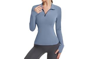 LUYAA Womens Long Sleeve Workout Tops Quater Zip Pullover Running Athletic Jacket with Pockets