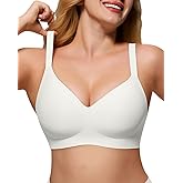 As Fairy Womens Soft Comfortable No Underwire Bras V Neck Seamless Push Up Bralettes Full Coverage Tshirt Brassiere