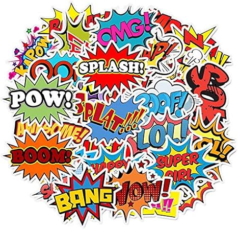 Jiaqi Worter Aufkleber Ups Bang Boom Wow Pow Graffiti Aufkleber Fur Laptop Skateboard Gitarren Kuhlschrank Wasserdichte Abziehbilder 50st Amazon De Auto