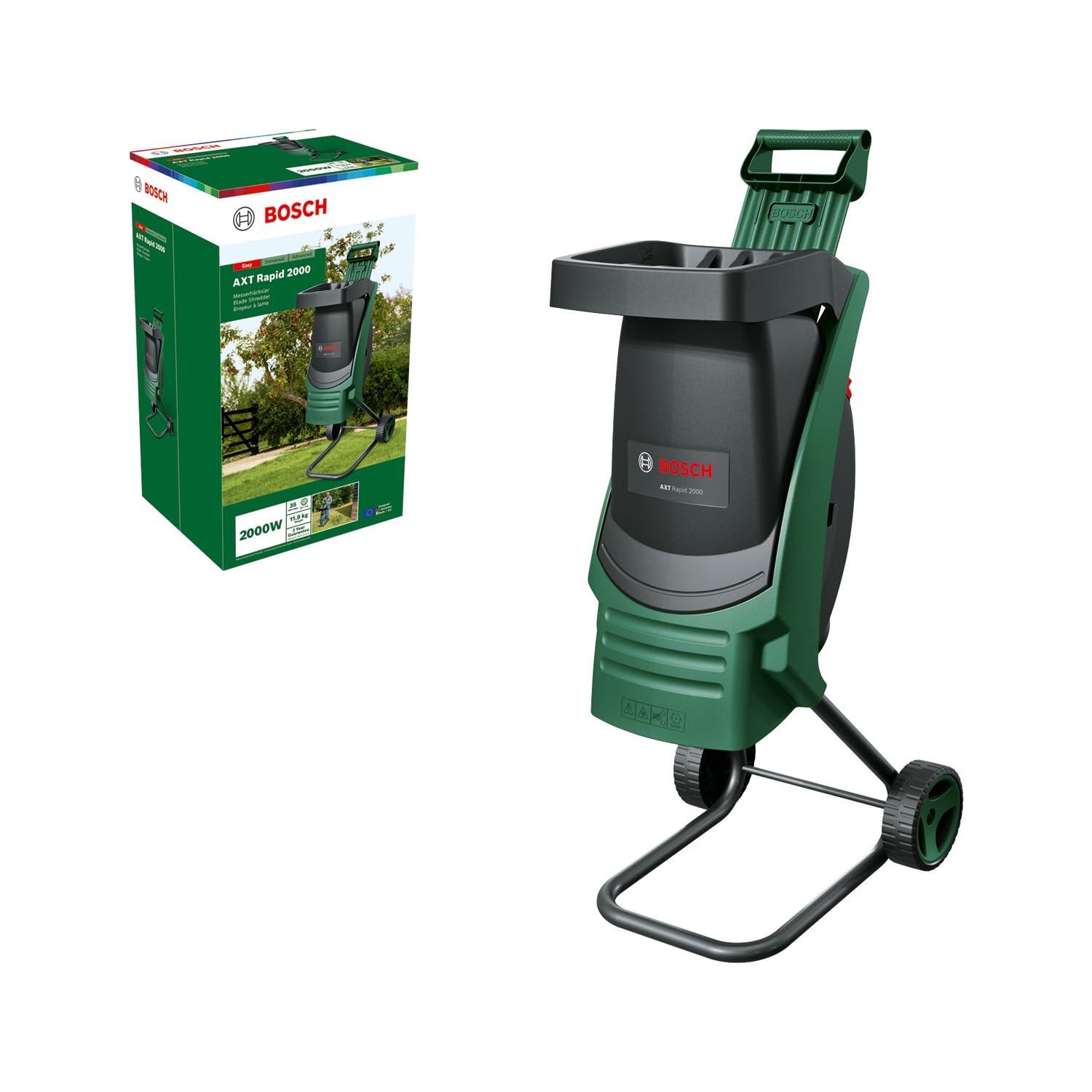 Bosch AXT Rapid 2000 Broyeur de végétaux (pour un broyage puissant des débris de jardin ; moteur puissant de 2000 W)
