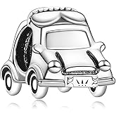Doyafer Cute Car Charm 925 Sterling Silver Beads Charm Compatible with Women's Bracelet Necklace Bead Pendant Holiday Gifts for Family Friends