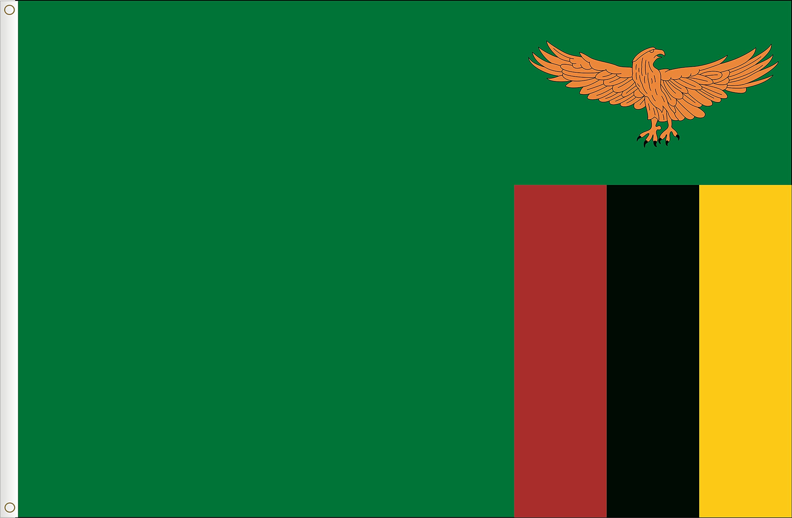 FLAG OF ZAMBIA. STANDARD SATIN QUALITY. BIG SIZE 150X90