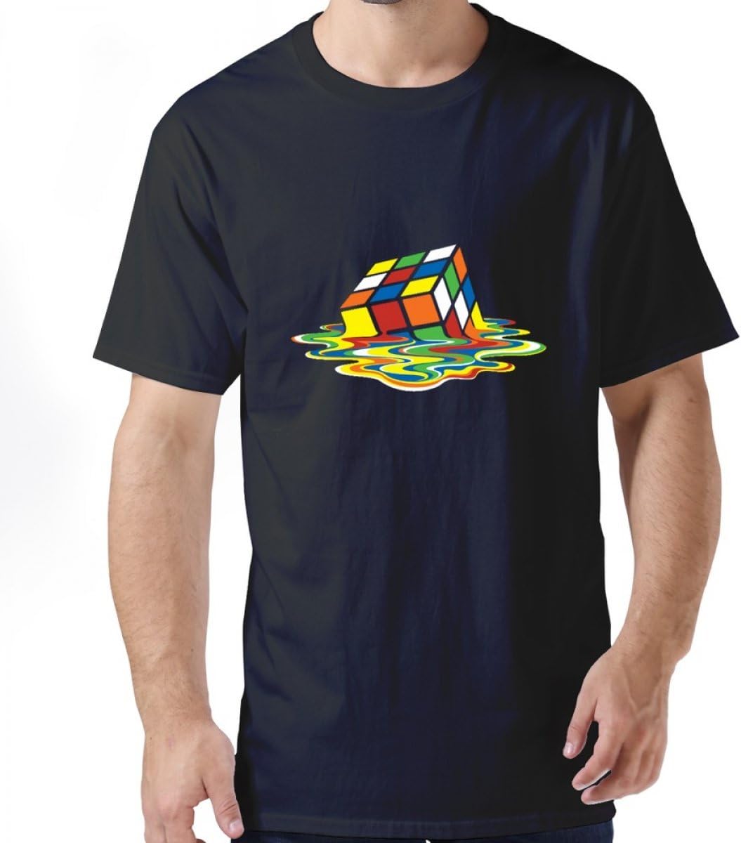 Tbbt The Big Bang Theory Rubik Cube Melting Rrubik Black Men Short Sleeve Tees