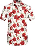 SSLR Men's Summer Button-Down Shirt With Rose Prints