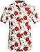 SSLR Men's Summer Rose Prints Button Down Short Sleeve Shirt