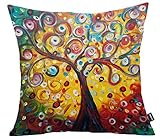 Jinbeile 18x18 Inch Oil painting Tree Cotton Linen Throw Pillow Cover Decorative Cushion Case Home Pillowcase